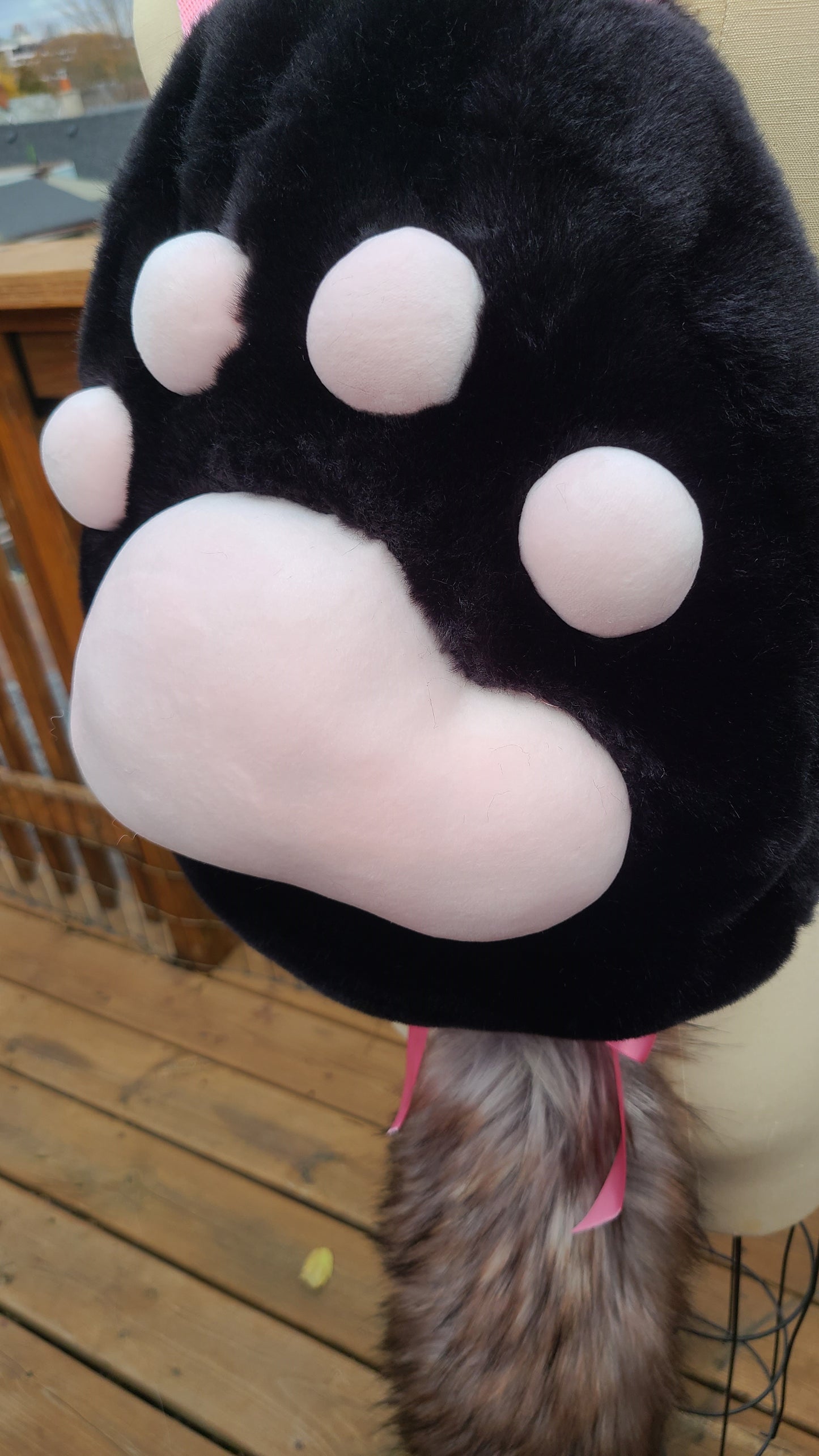 Black and Baby Pink Paw Backpack