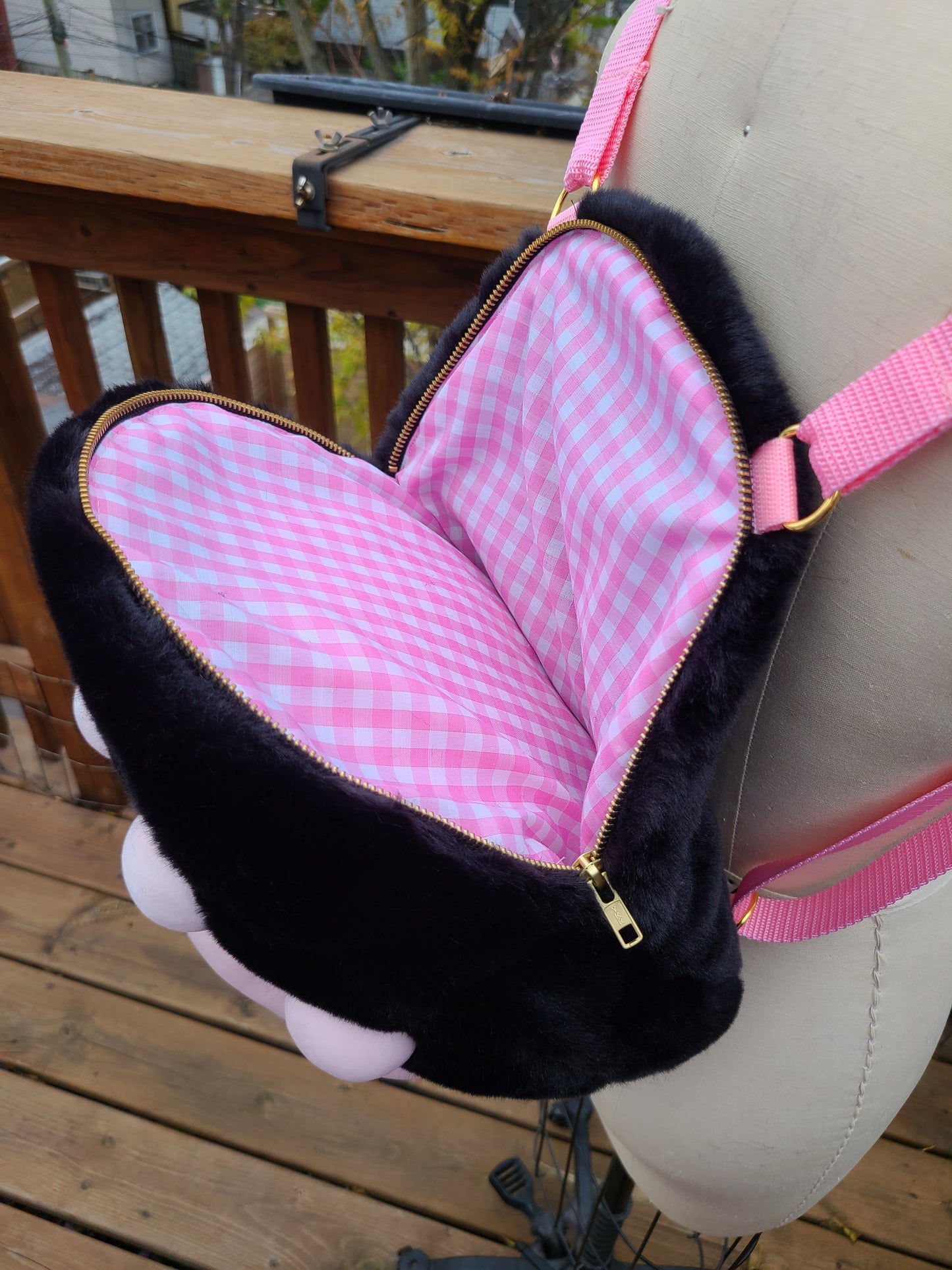 Black and Baby Pink Paw Backpack