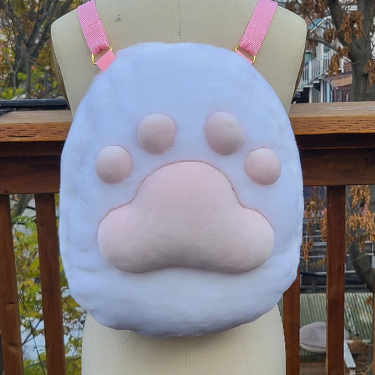 White and Baby Pink Paw Backpack