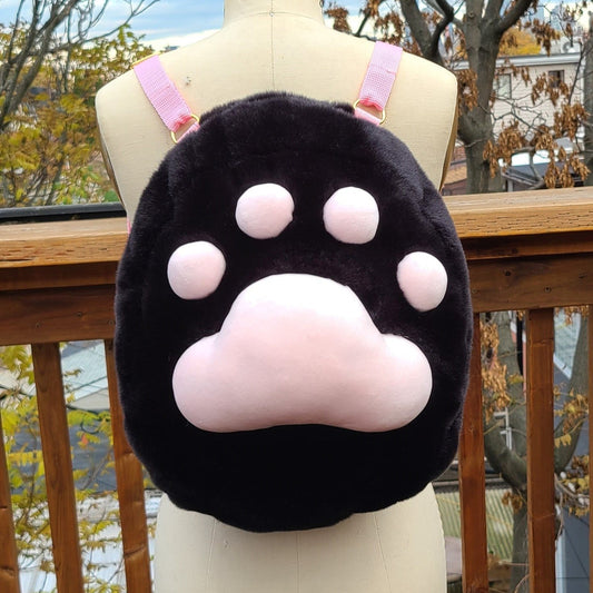 Black and Baby Pink Paw Backpack