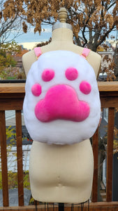 White and Pink Paw Backpack