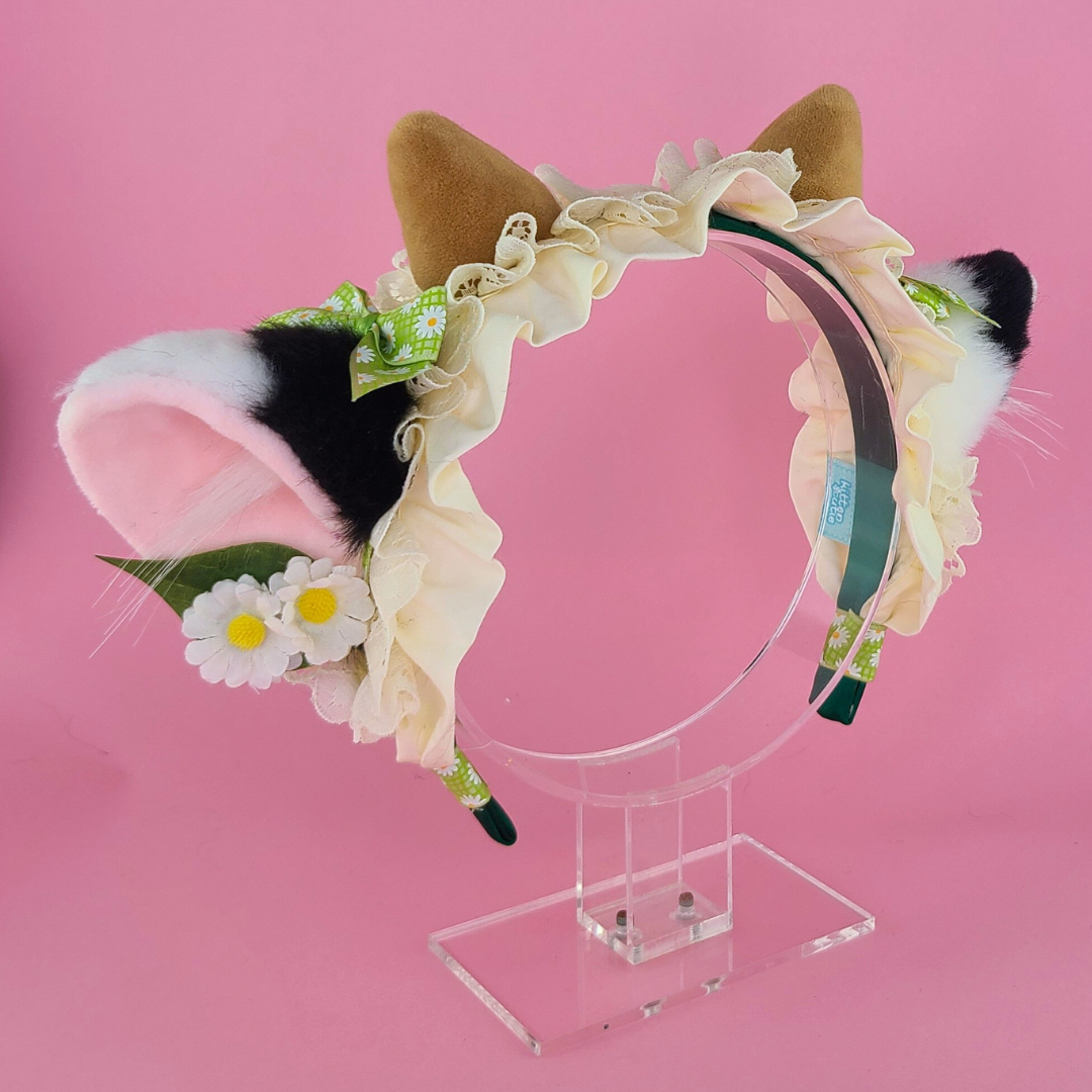 Plush cow ears - Daisy green