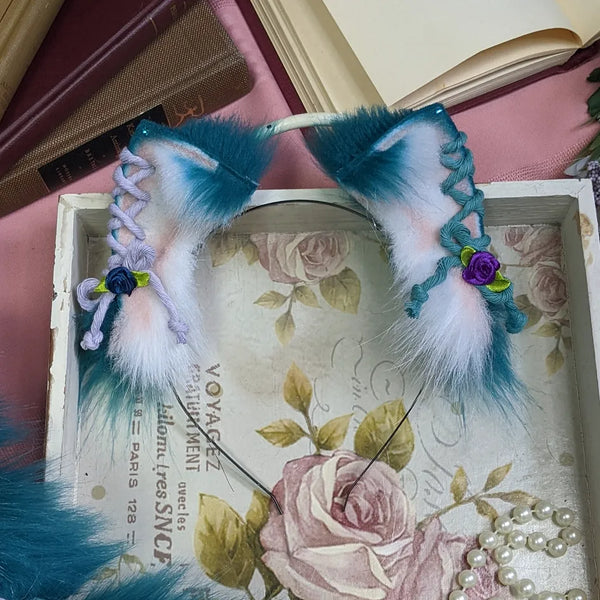 teal soft shibari kitten set